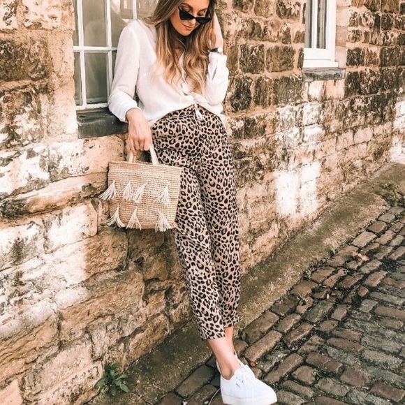 & Other Stories Leopard High Waist Tapered Trousers Pants - Picture 4 of 16